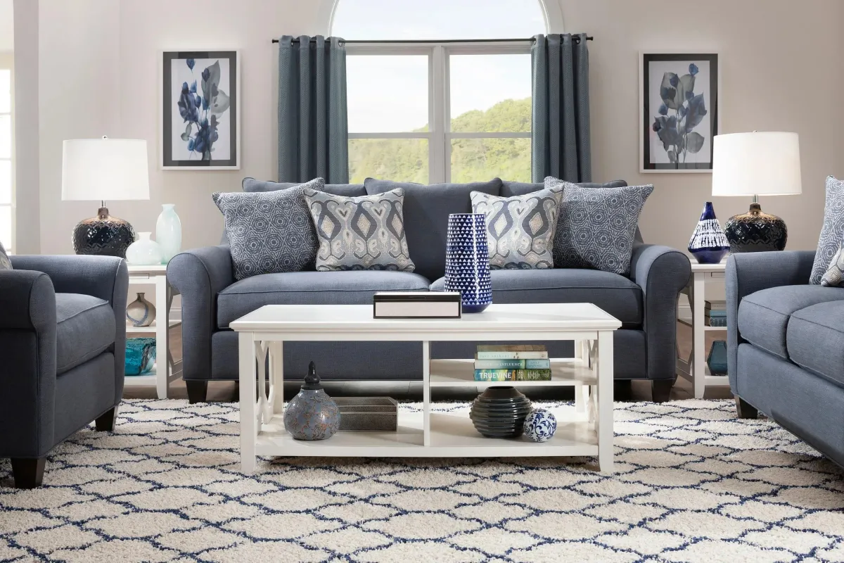 Gemma Living Room Set in Effie Indigo by H.M. Richards