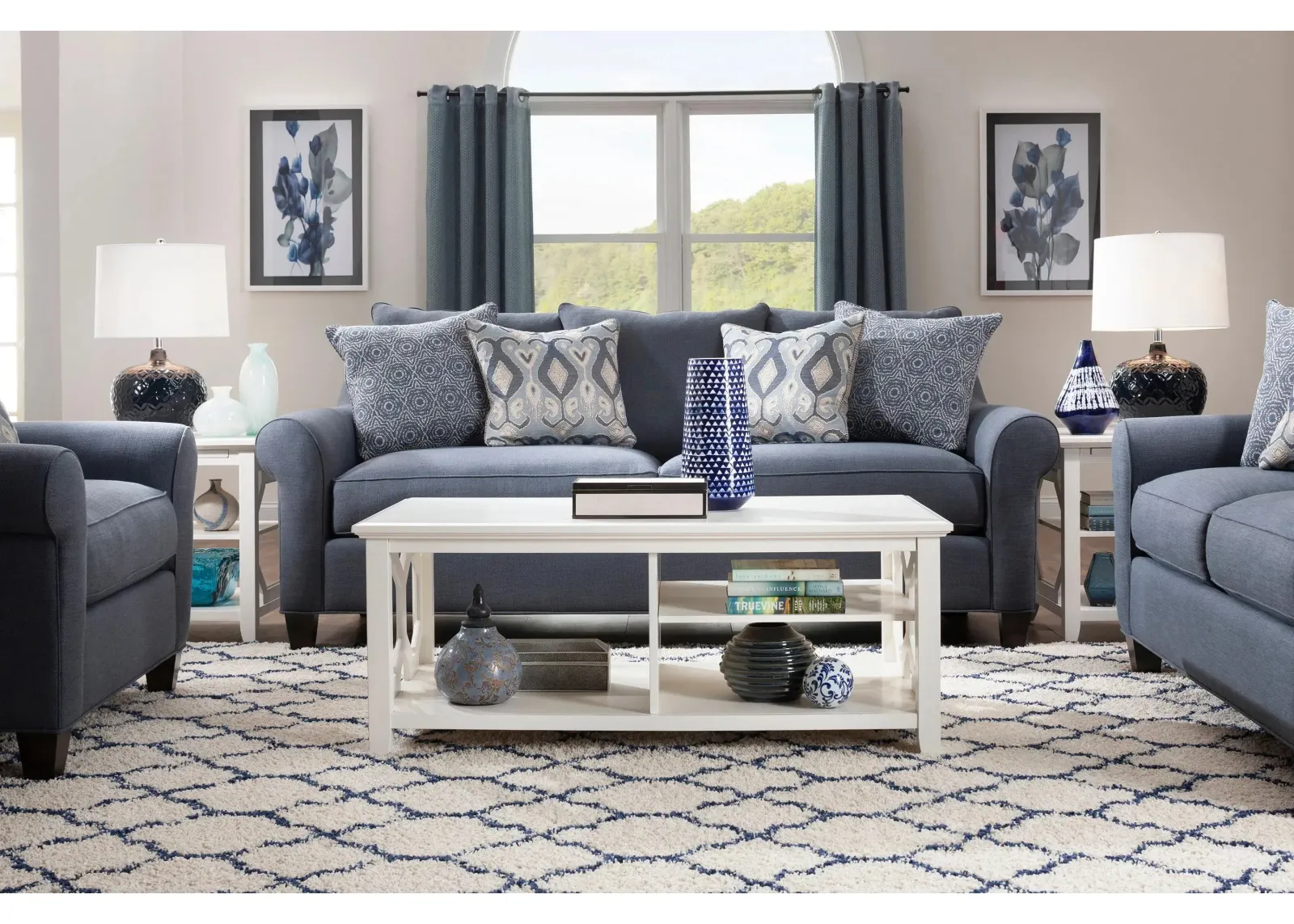 Gemma Living Room Set in Effie Indigo by H.M. Richards