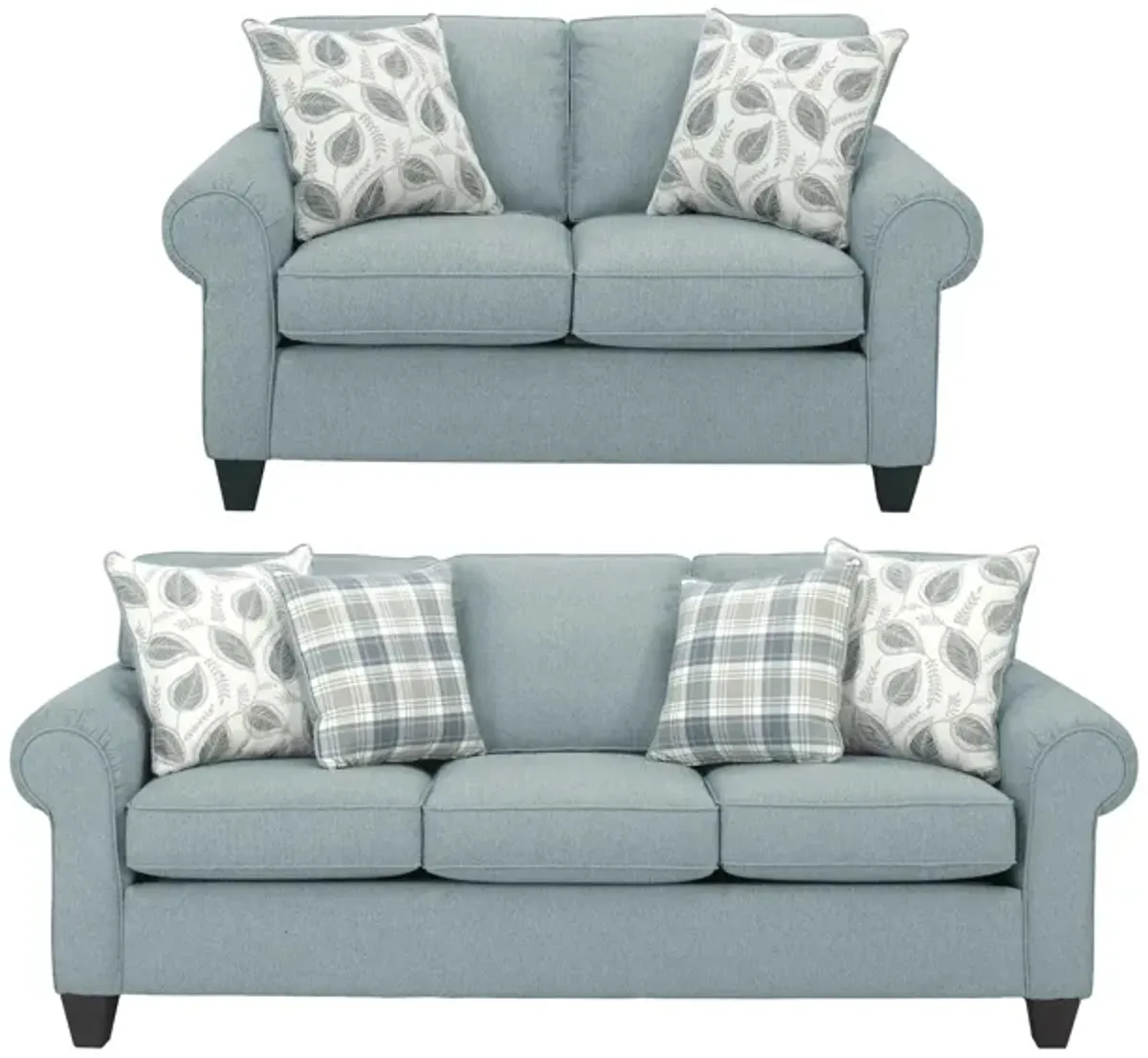 Saige 2-pc. Chenille Sofa and Loveseat Set in Marine by Flair