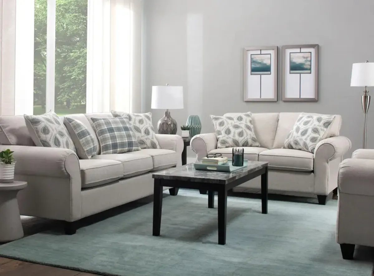 Saige 2-pc. Chenille Sofa and Loveseat Set in Beige by Flair