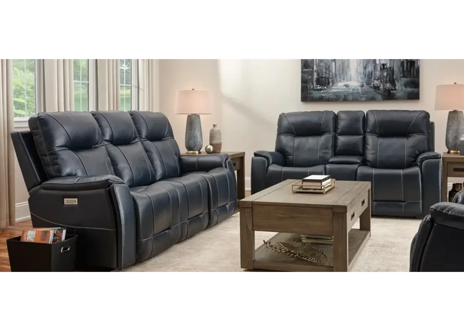 Barnett Living Room Set in Blue by Bellanest