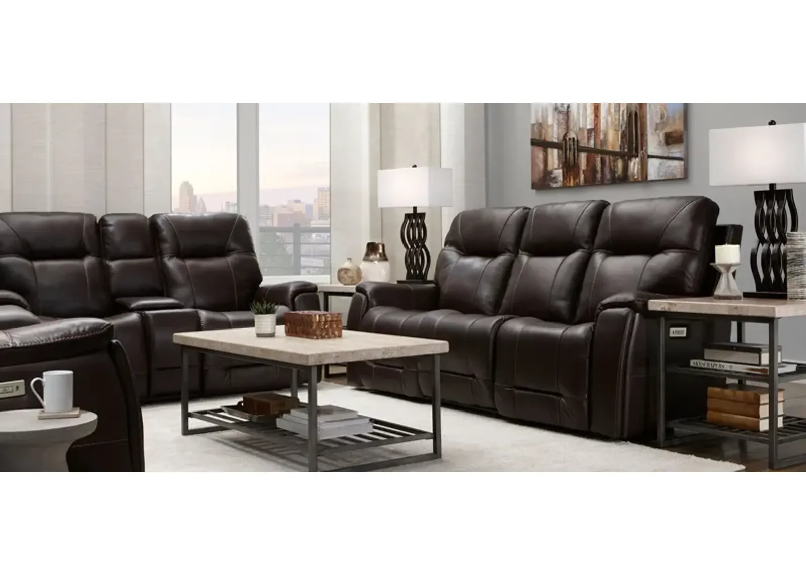 Barnett Living Room Set in Brown by Bellanest