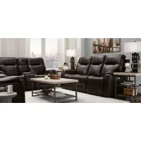Barnett 2-pc.. Leather Power Sofa and Console Loveseat Set in Brown by Bellanest