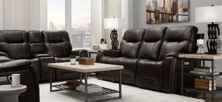 Barnett 2-pc. Leather Power Sofa and Console Loveseat Set in Brown by Bellanest