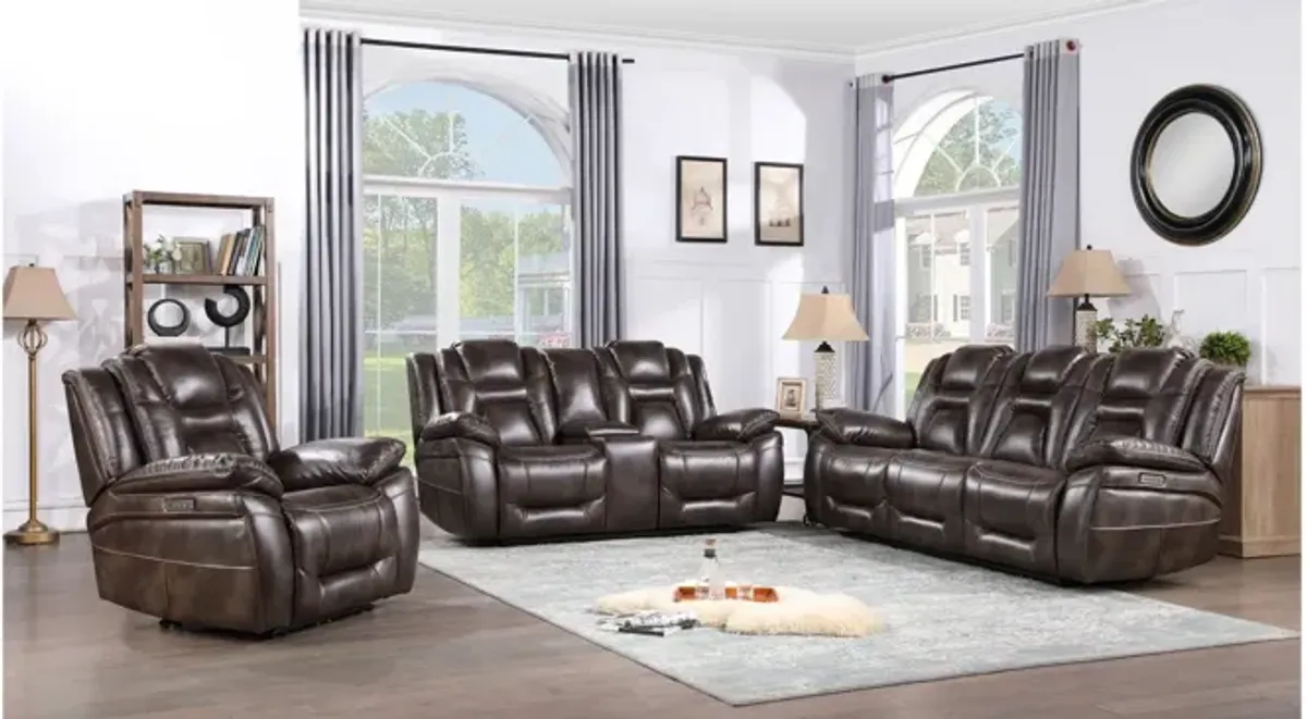 Oportuna 3-pc. Sofa, Loveseat, & Recliner Set in Rich Brown by Steve Silver Co.