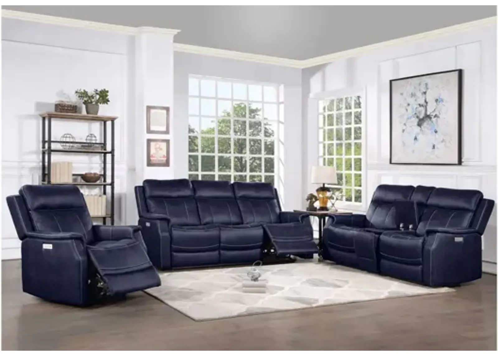 Valencia 3-pc. Sofa, Loveseat, & Recliner Set in Ocean by Steve Silver Co.