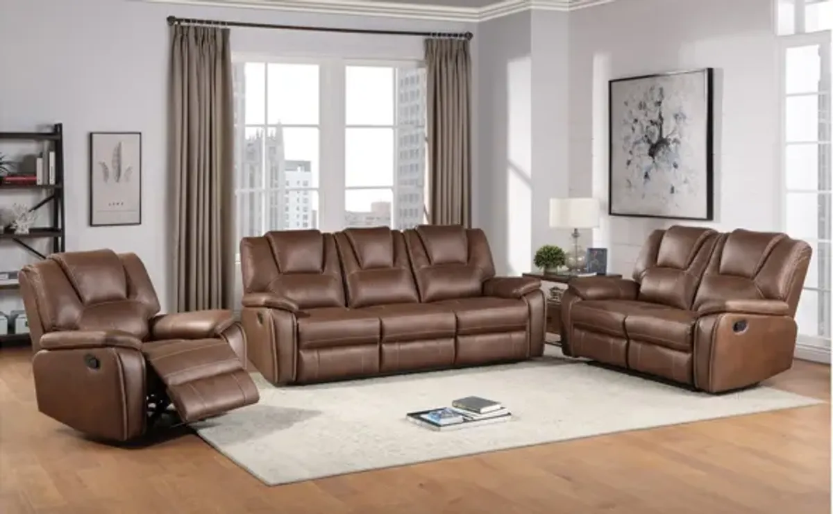 Katrine Reclining Sofa, Loveseat and Chair Set in Brown by Steve Silver Co.