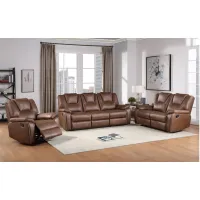 Katrine Reclining Sofa, Loveseat and Chair Set in Brown by Steve Silver Co.