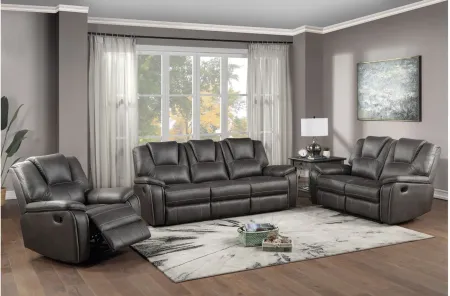 Katrine Reclining Sofa, Loveseat and Chair Set in Charcoal by Steve Silver Co.