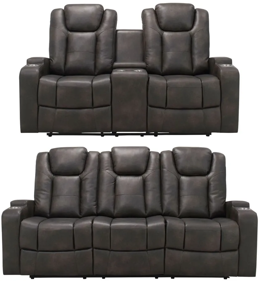 Matera 2-pc.. Power Sofa and Power Console Loveseat Set in Brown by Bellanest