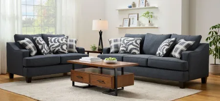 Bailey 2-pc. Sofa and Loveseat in Blue by Fusion Furniture