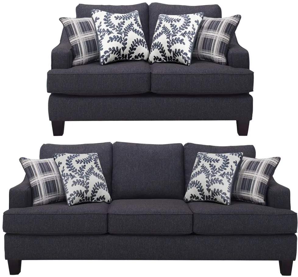 Bailey 2-pc. Sofa and Loveseat in Blue by Fusion Furniture