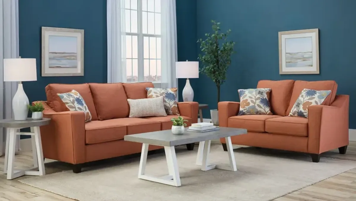 Flora 2-pc. Sofa & Loveseat Set in Laurent Coral by Fusion Furniture