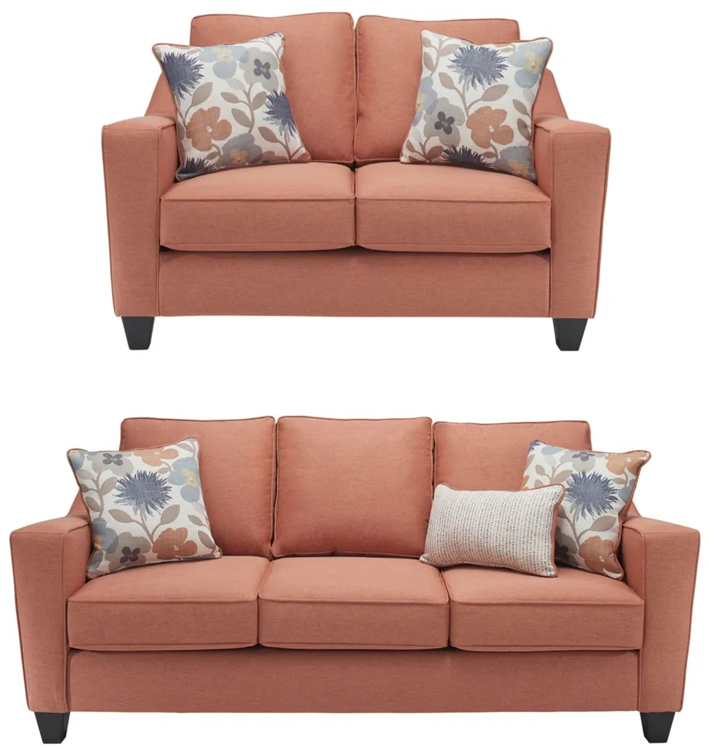 Flora 2-pc. Sofa & Loveseat in Laurent Coral by Fusion Furniture