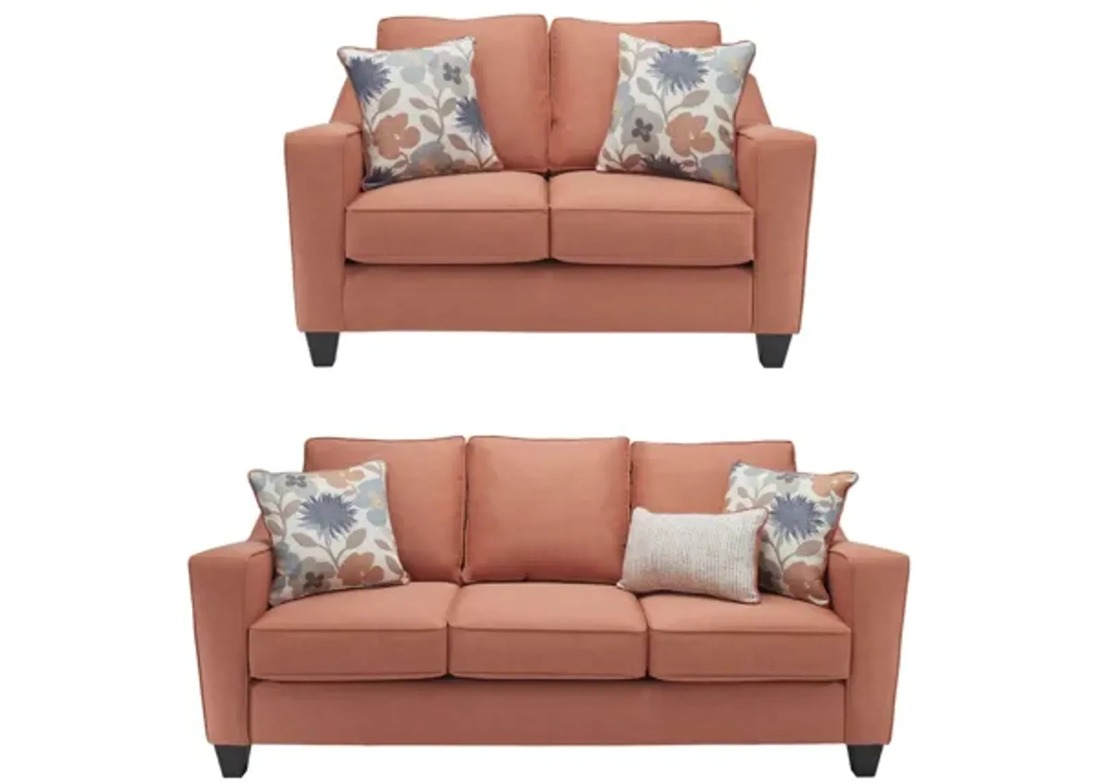 Flora 2-pc. Sofa & Loveseat Set in Laurent Coral by Fusion Furniture