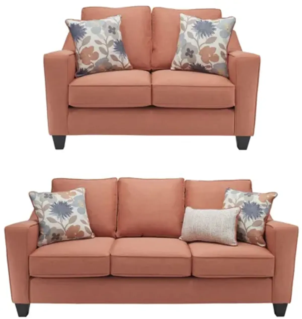 Flora 2-pc. Sofa & Loveseat Set in Laurent Coral by Fusion Furniture