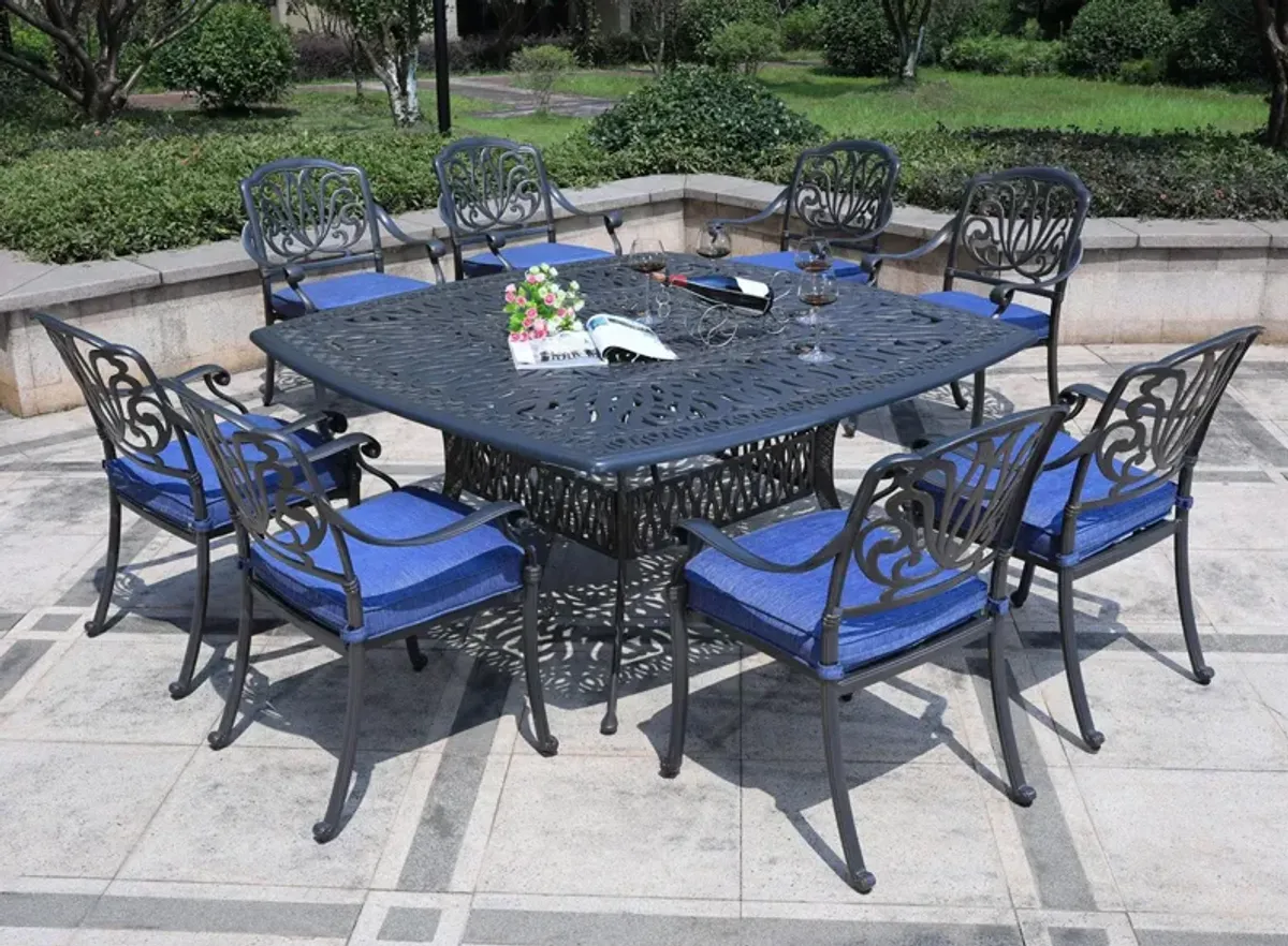 Geneva 9-pc. Outdoor Dining Set in Navy Blue by Bellanest