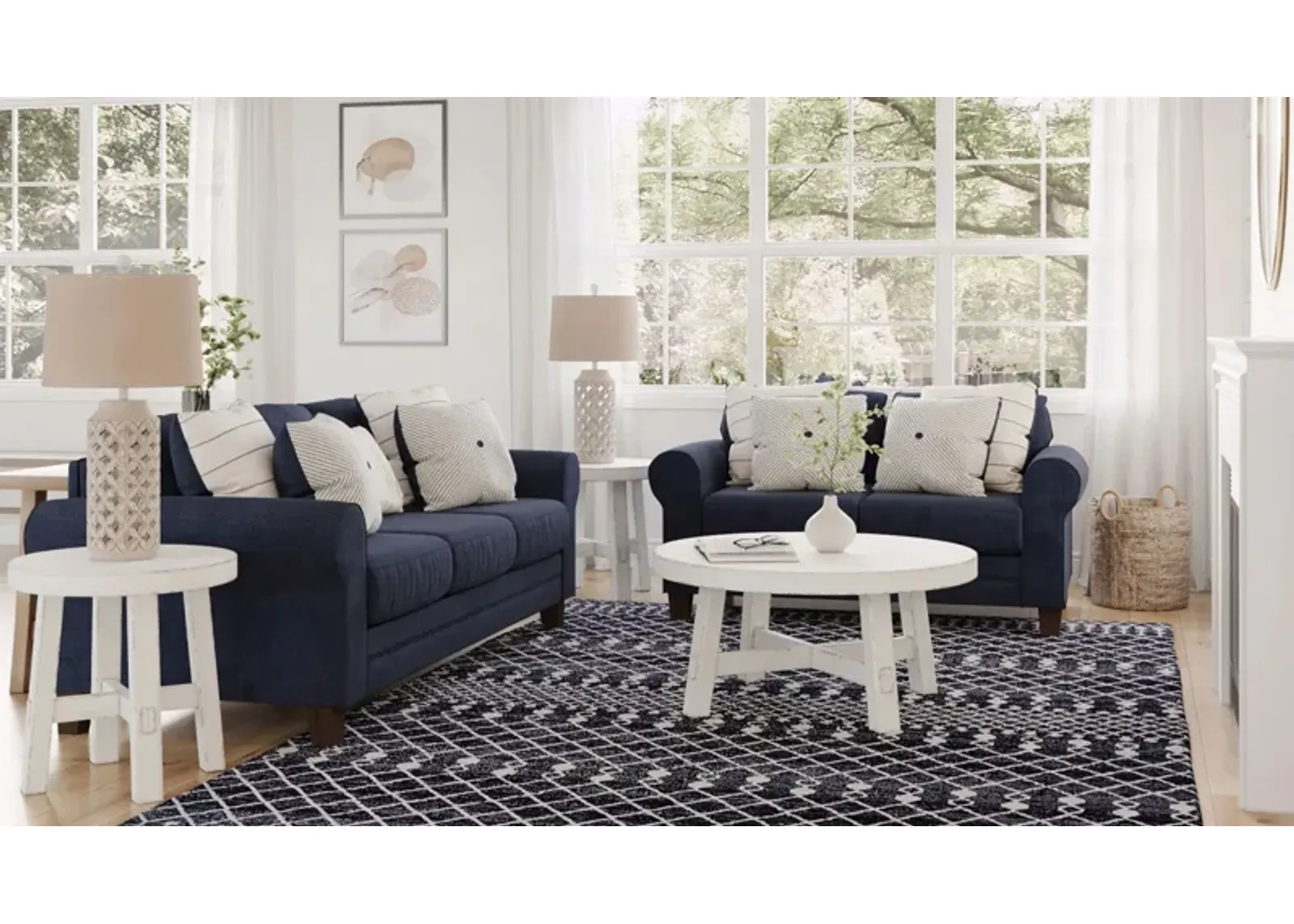 McKinley Living Room Set in Navy by Fusion Furniture