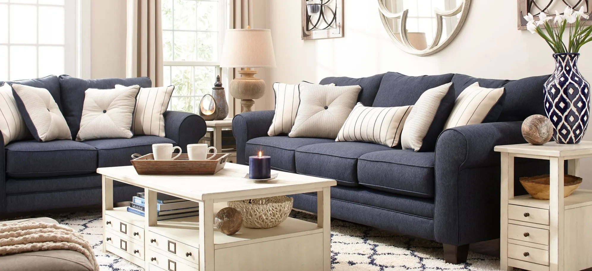 McKinley 2-pc.. Sofa and Loveseat Set in Navy by Fusion Furniture