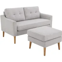 Ripley Loveseat and Ottoman Set in Light Gray by Lifestyle Solutions