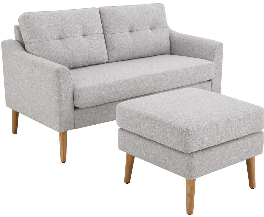 Ripley Loveseat and Ottoman Set in Light Gray by Lifestyle Solutions