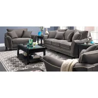 Briarwood 2-pc. Microfiber Sofa and Loveseat Set in Suede So Soft Slate/Lt Taupe by H.M. Richards