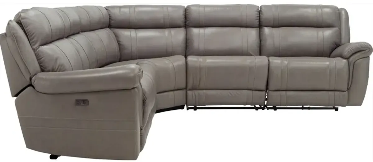 Ridgewood 5-pc. Leather Power-Reclining Sectional Sofa in Gray by Bellanest