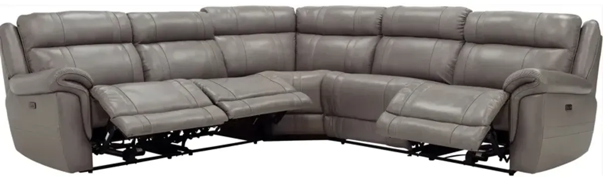 Ridgewood 5-pc. Leather Power-Reclining Sectional Sofa in Gray by Bellanest