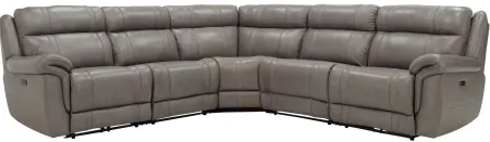 Ridgewood 5-pc. Leather Power-Reclining Sectional Sofa in Gray by Bellanest