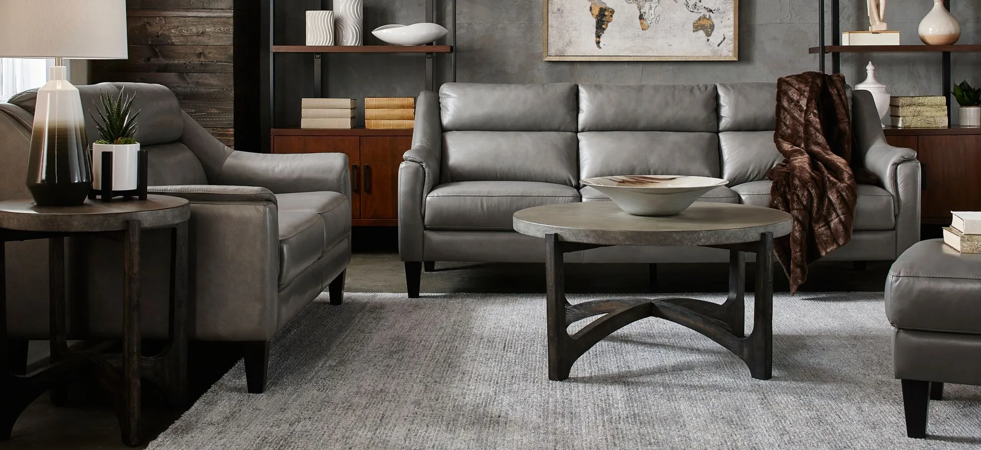 Rowen 2-pc.. Sofa and Loveseat Set in Pewter by Chateau D'Ax