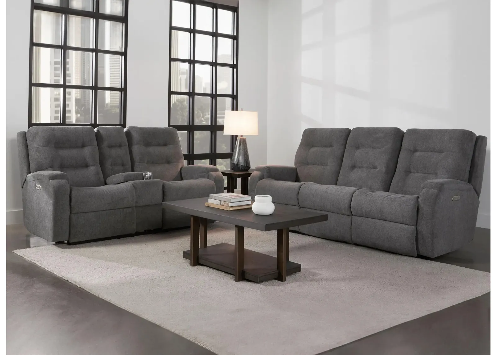 Halenbeck Living Room Set in Dark Gray by Flexsteel