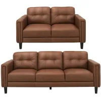 Salerno 2-pc.. Leather Sofa and Loveseat Set in Brown by Chateau D'Ax