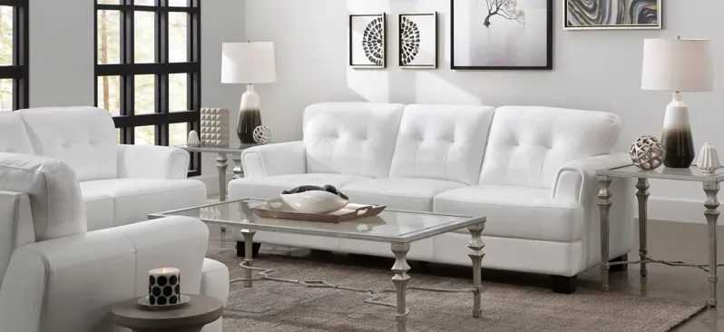 Benson 2pc. Leather Sofa and Loveseat Set in White by Chateau D'Ax