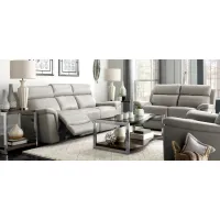 Dryden 2-pc. Leather Power Sofa and Loveseat Set in Gray by Bellanest
