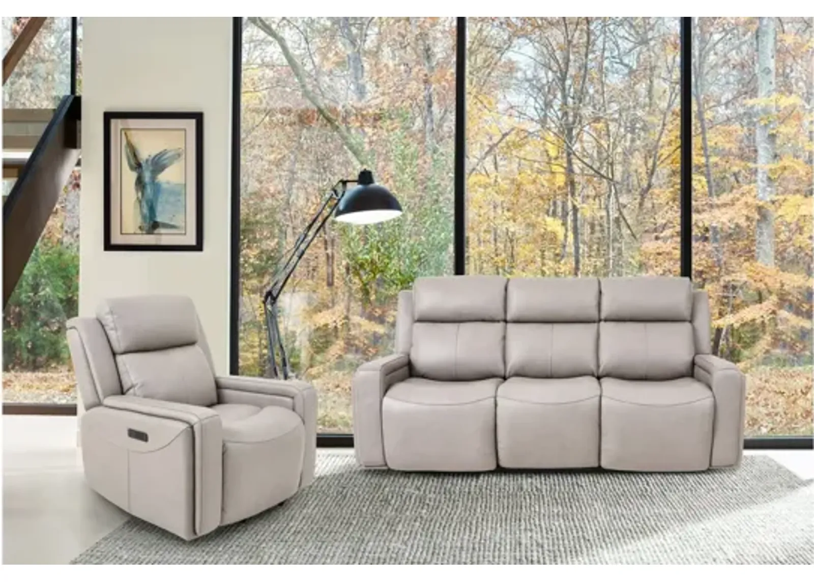 Claude 2-pc. Sofa & Loveseat Set in Light Gray by Armen Living