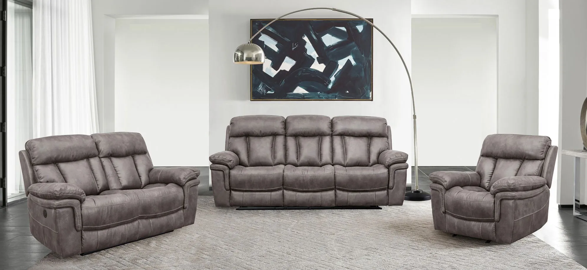 Estelle Power Reclining Set -3pc. in Gunmetal by Armen Living