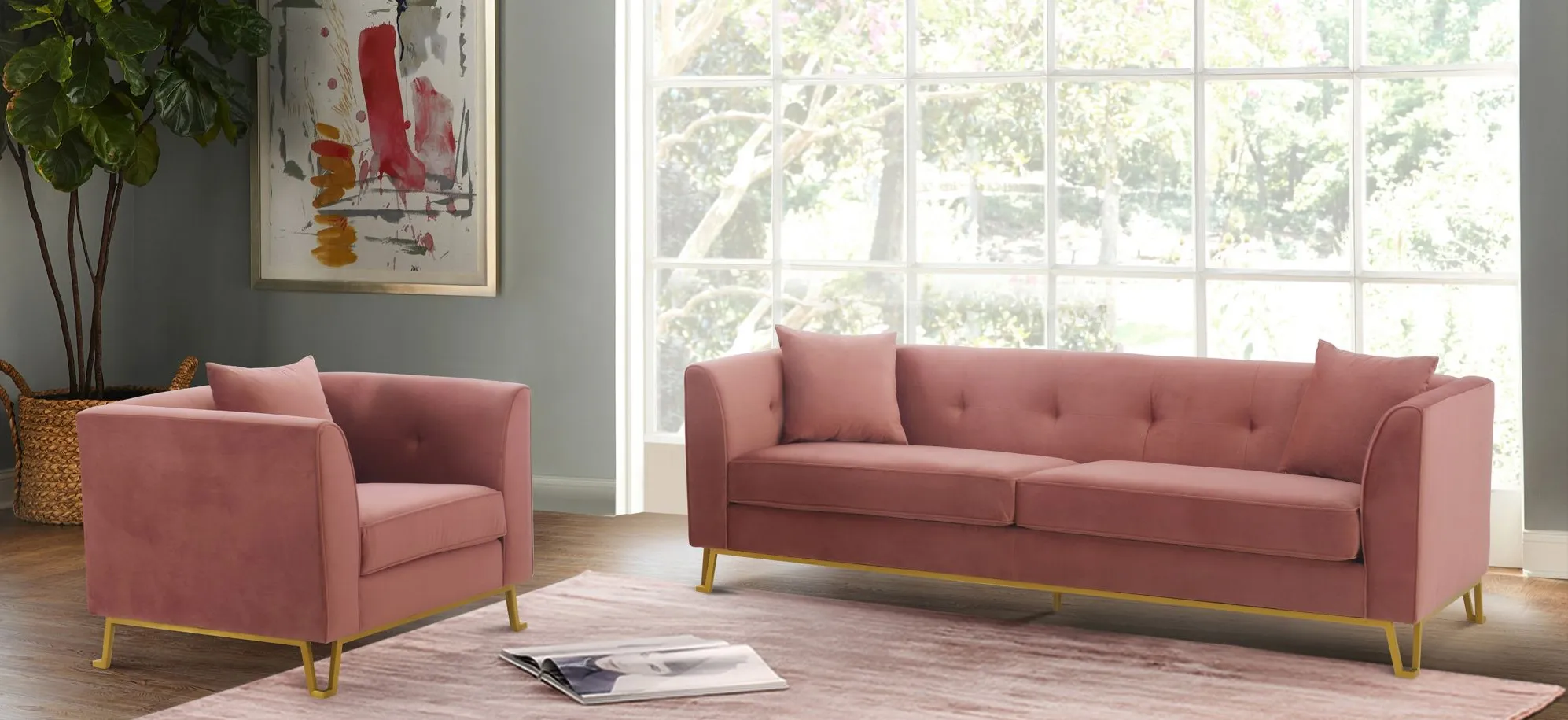 Everest Living Room Set in Blush by Armen Living