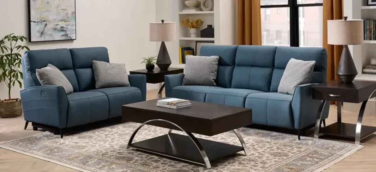 Delilah 2-pc. Sofa & Loveseat Set in Blue by Bellanest