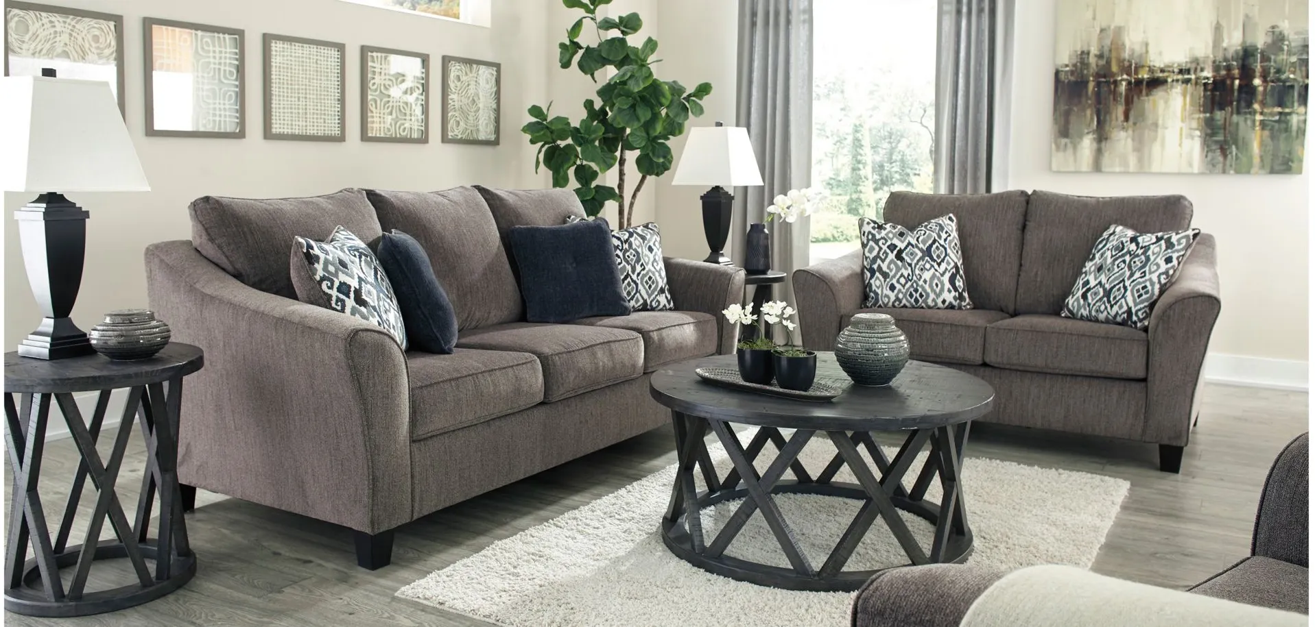 Sanderson 2-pc.. Sofa and Loveseat Set in Slate by Ashley Furniture