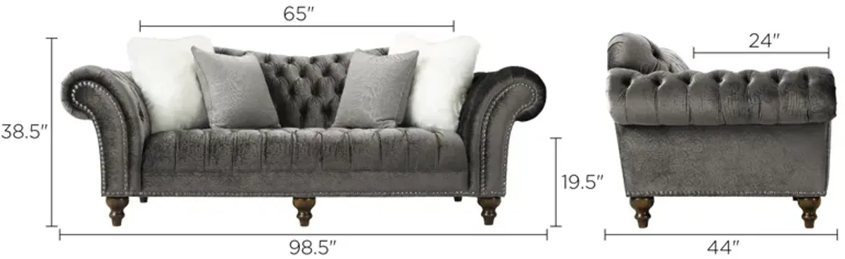 Duchess Living Room Set in Gray by Aria Designs