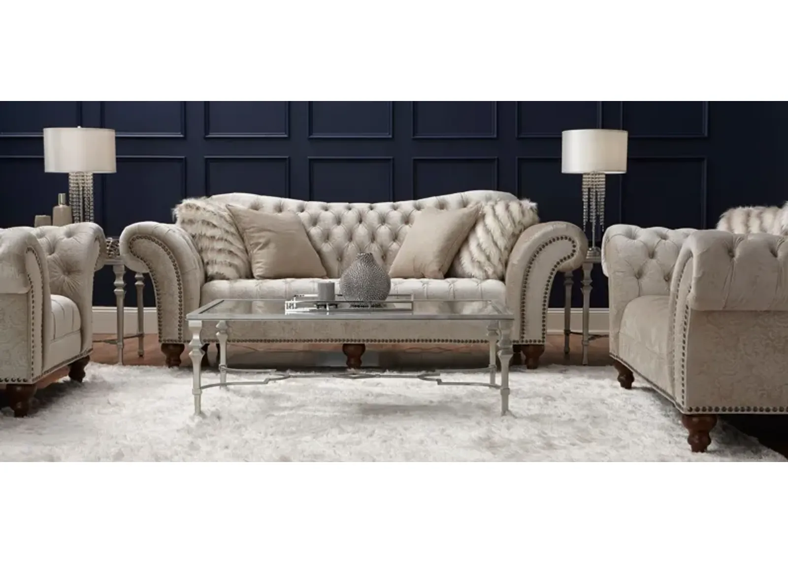 Duchess Living Room Set in Beige by Aria Designs