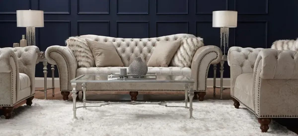 Duchess Living Room Set in Beige by Aria Designs