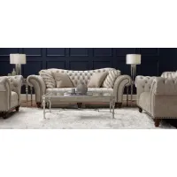 Duchess 2-pc.. Sofa and Loveseat Set in Paisley Sand by Aria Designs