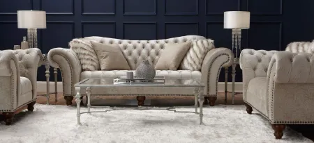 Duchess 2-pc. Sofa and Loveseat Set in Beige by Aria Designs