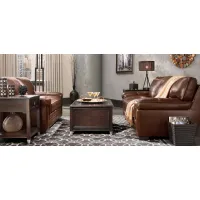 Colton 2-pc.. Leather Sofa and Loveseat Set in Brown by Bellanest