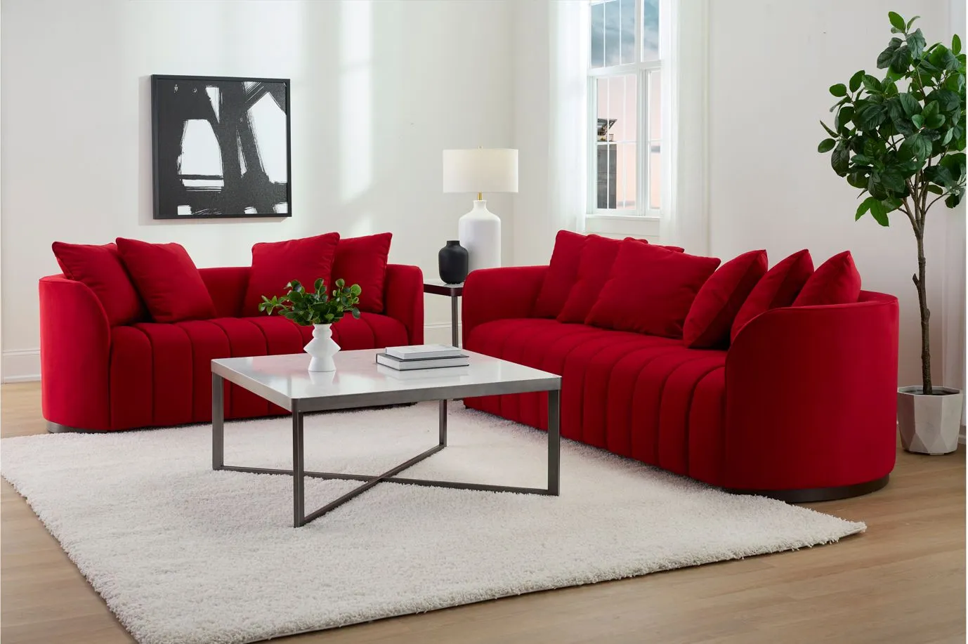 Alessandra 2-pc. Sofa and Loveseat in Red by Najarian