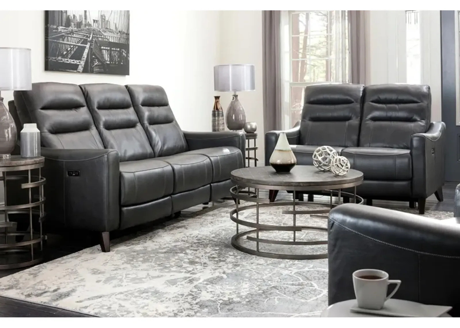 Graham Living Room Set in Charcoal by Davis Intl.