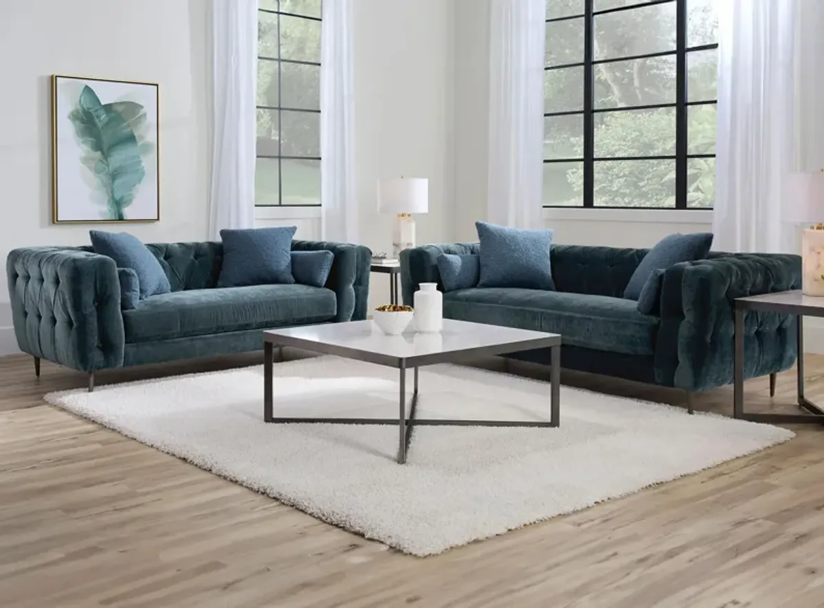 Zayna Living Room Set in Teal by Aria Designs