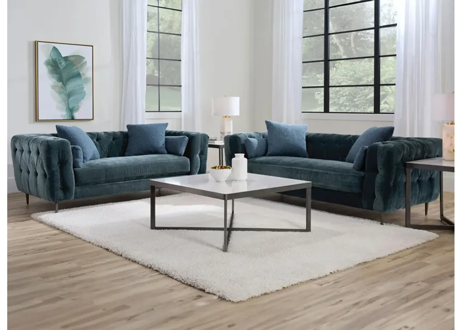 Zayna Living Room Set in Teal by Aria Designs