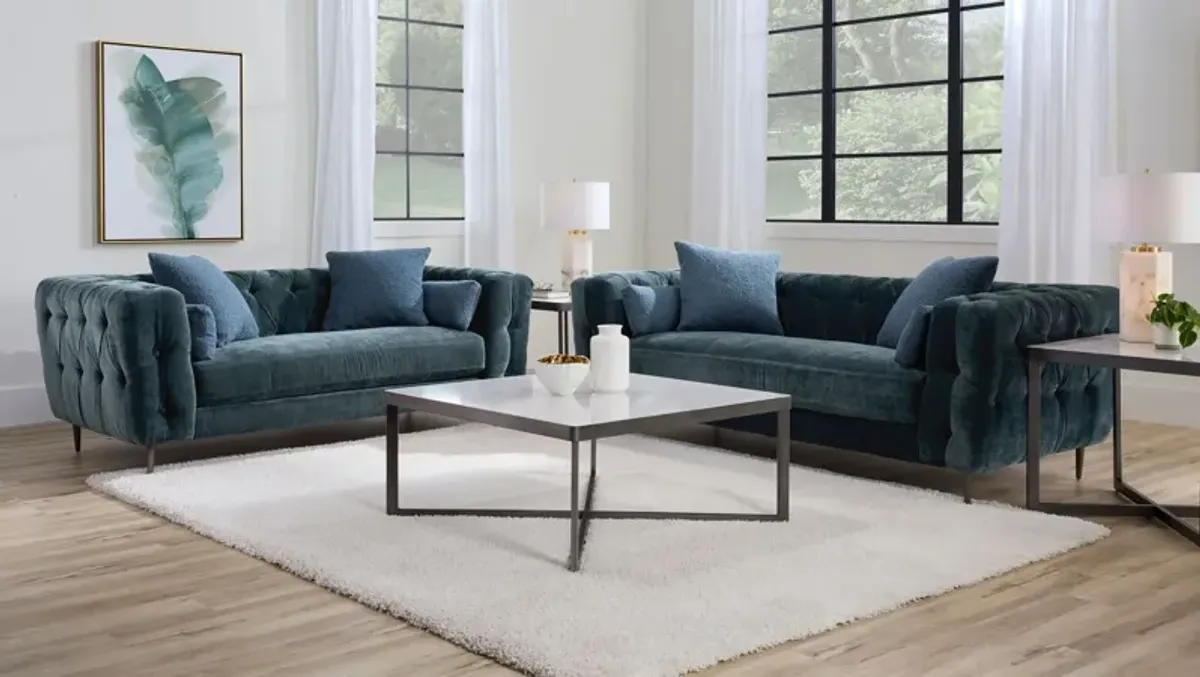 Zayna Living Room Set in Teal by Aria Designs